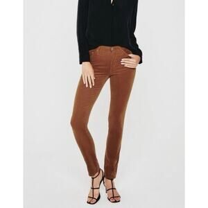 Adriano Goldschmied Prima Corduroy Pants Cigarette Leg Rust Brown 29 Stretch